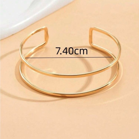 Double Band Gold Arm Cuff Bracelet - Picture 2 of 2